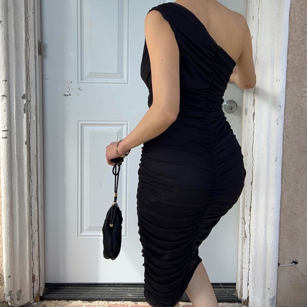 Black one shoulder dress